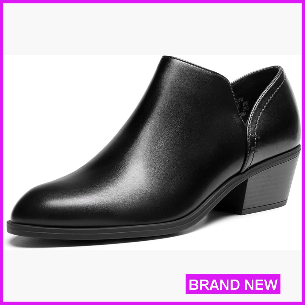 Chunky Heel Ankle Boots Side Zip Faux Leather Minimalist Elegant Fall Winter